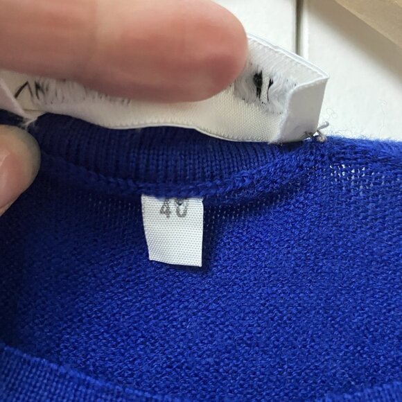 Vintage Olsen Wool Sweater Womens Royal Blue Knit EU 40 Made in Italy Career - Picture 3 of 9
